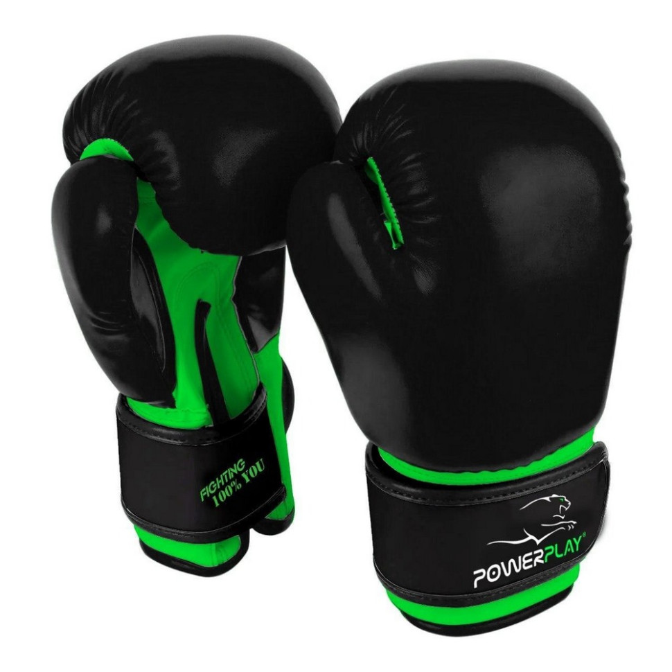 Боксерські рукавиці 3004 JR Classic PowerPlay PP_3004JR_6oz_Black/Green, Чорно-Зелені 6 унцій