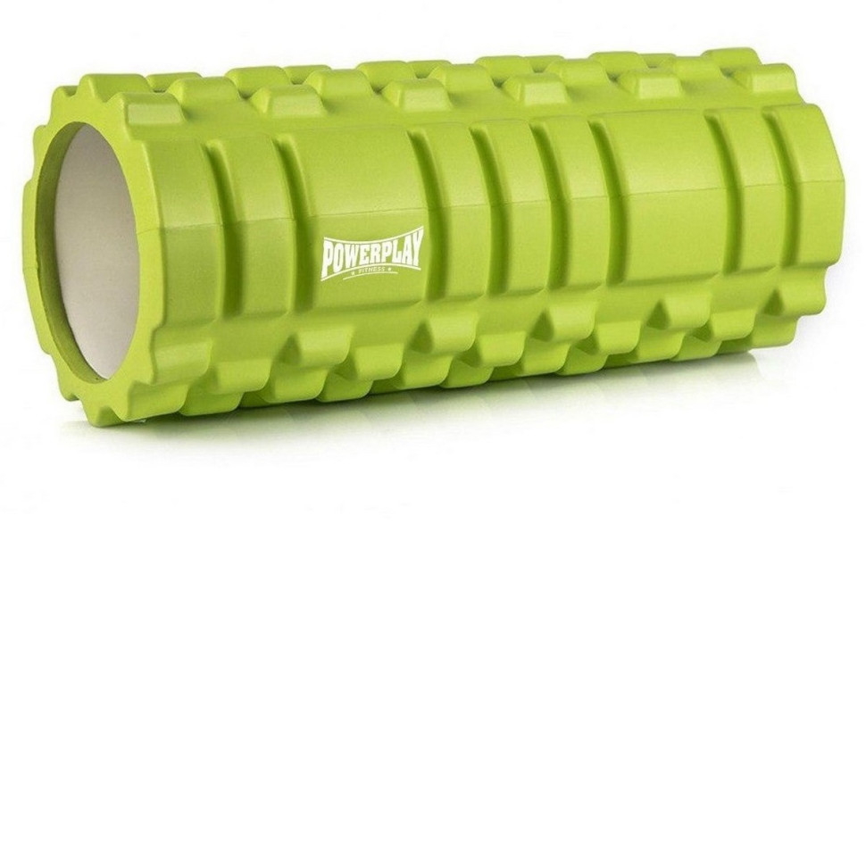 Набор для массажа и йоги PowerPlay PP_4096_Green, ролик 33 х 14 см, два мяча, резинка 5,5 кг
