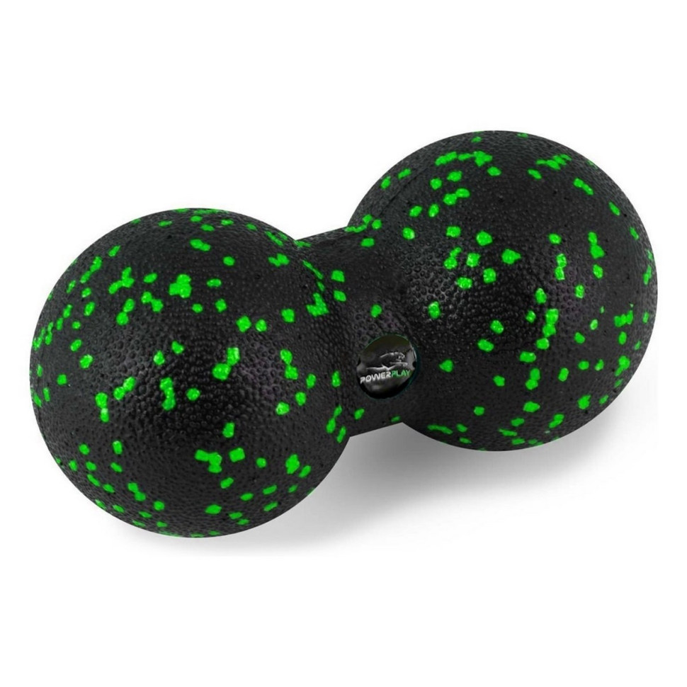 Набор для массажа и йоги PowerPlay PP_4096_Green, ролик 33 х 14 см, два мяча, резинка 5,5 кг