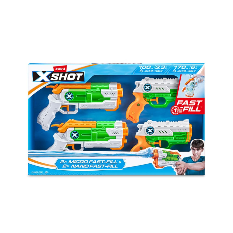 Набір водних бластерів X-Shot Fast Fill Combo Pack 2 Micro And 2 Nano Zuru 11856R