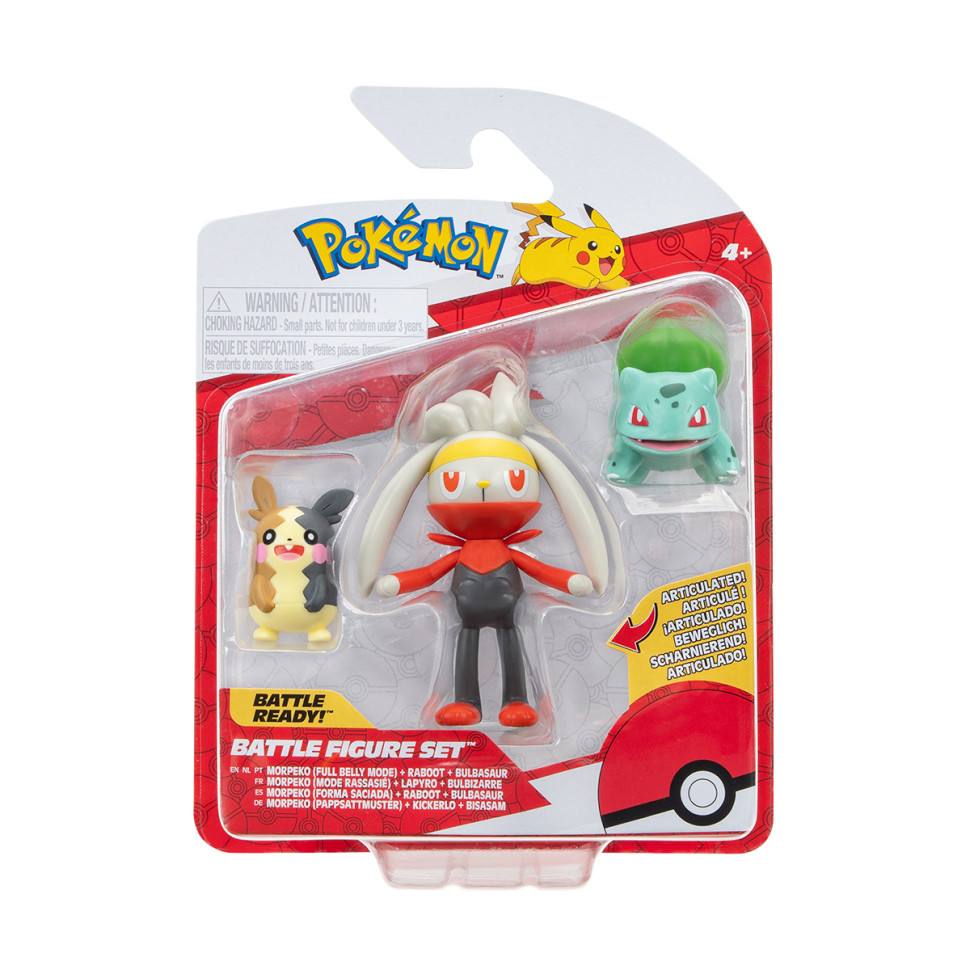 Набір ігрових фігурок Морпеко, Бульбазавр, Рабут Pokemon W18 PKW3055, 3 фігурки