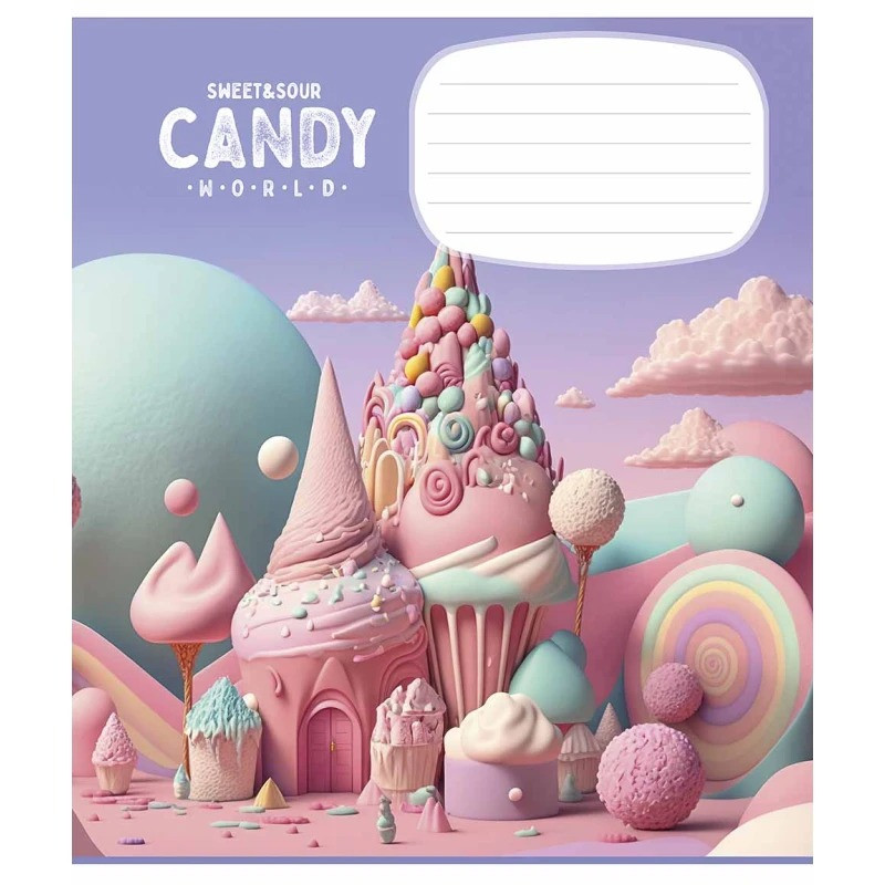 Тетрадь ученическая «Candy world» Школярик 012-3266C-2 в косую линию, 12 листов