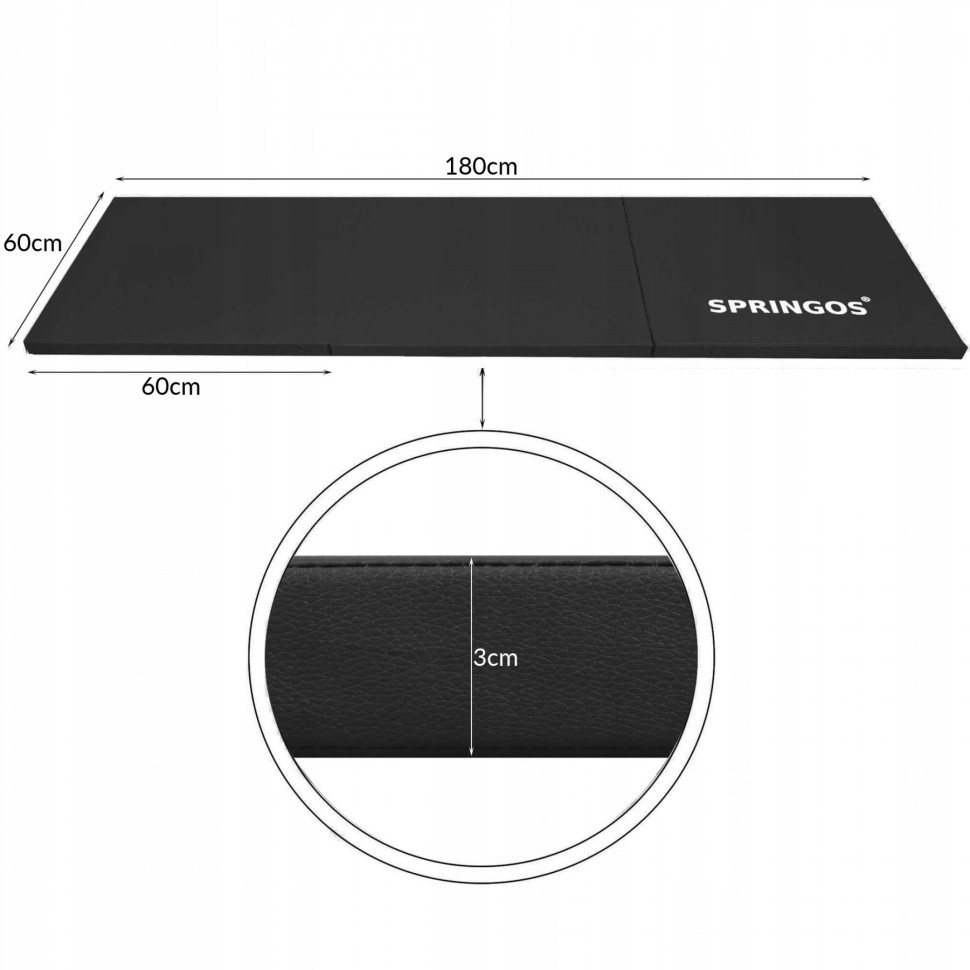 Мат гимнастический складной Springos FA0060 Black 180x60x3 cм 
