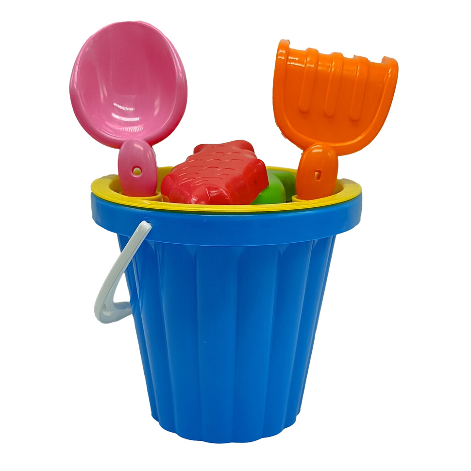 Набор для игры в песочнице Большой Colorplast S0004(Blue) ведерко, лопатка, формочки 2 шт