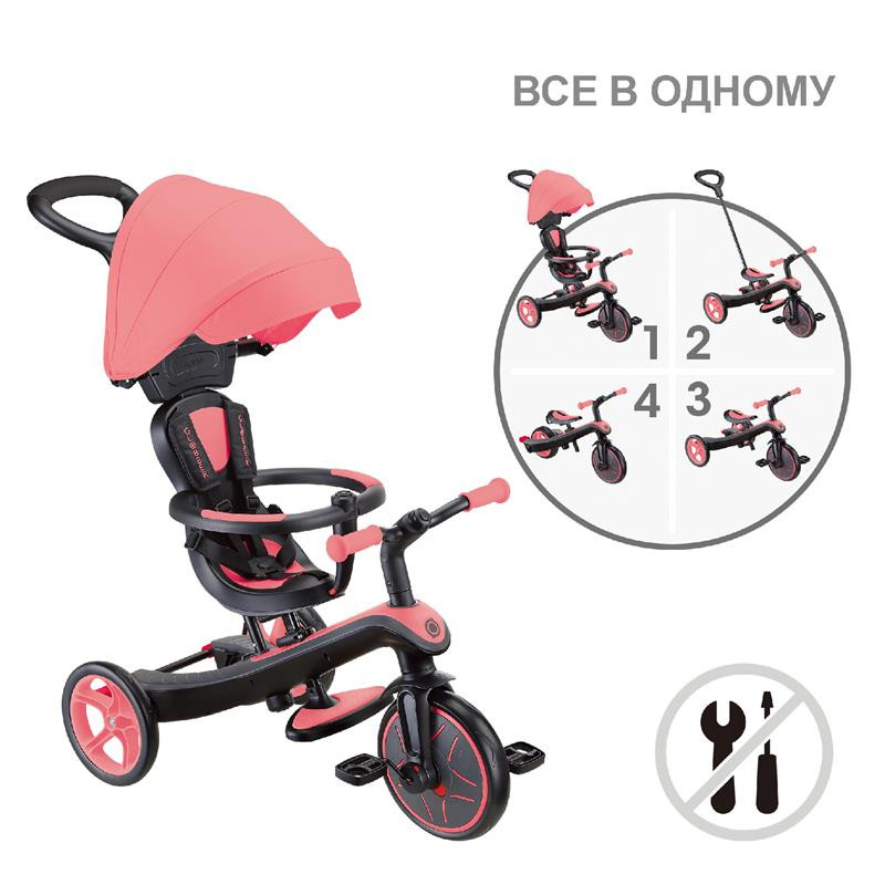 Велосипед дитячий EXPLORER TRIKE 4в1 DELUXE PLAY GLOBBER 634-110 рожевий, до 20кг