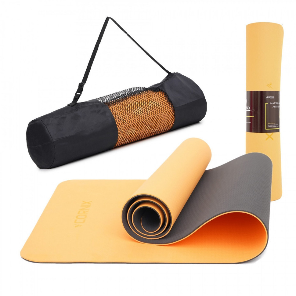 Коврик спортивный Cornix XR-0001, 183 x 61 x 0.6 cм, Orange/Black