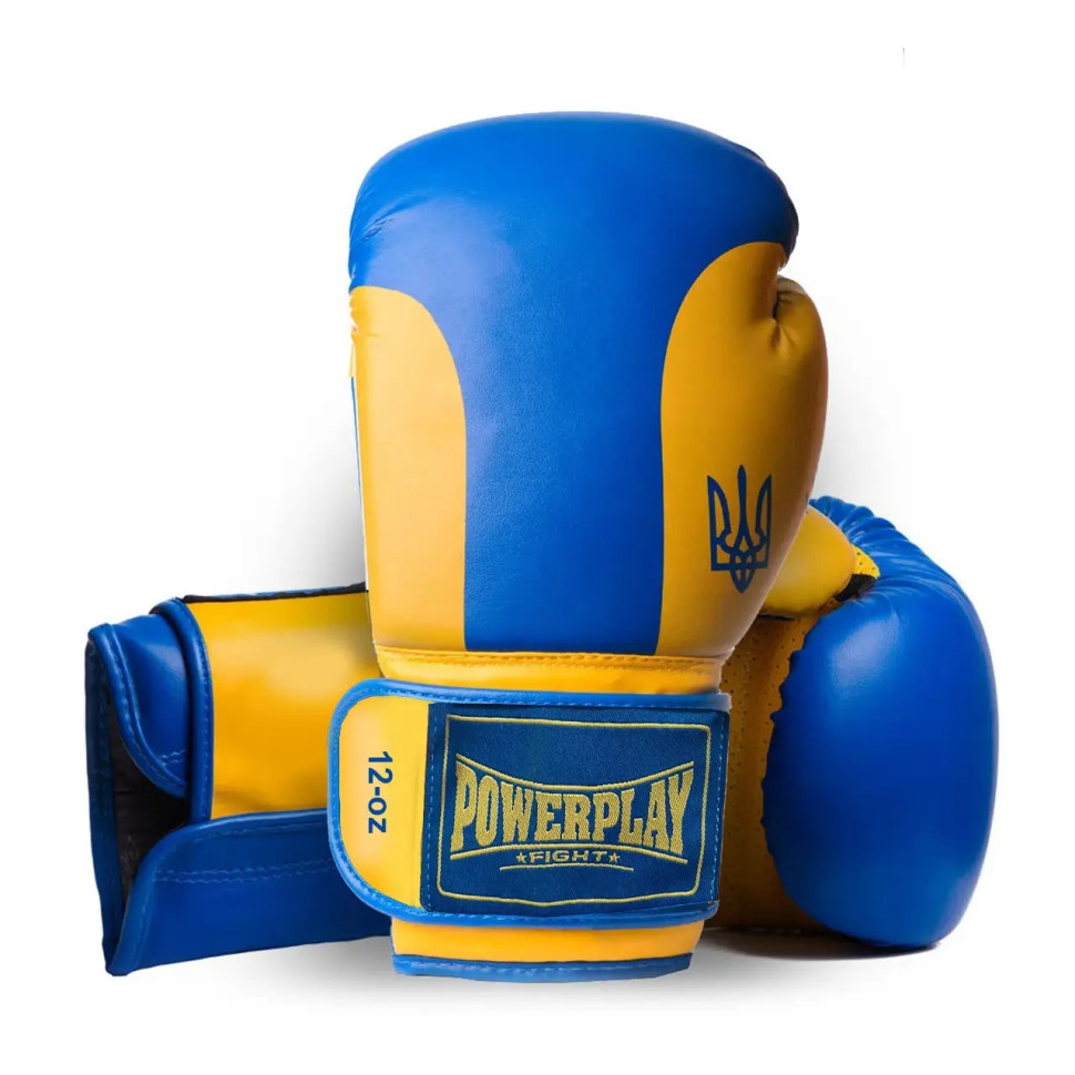 Боксерские перчатки Ukraine PowerPlay PP_3021_12oz_Blue-Yellow, Сине-желтые 12 унций