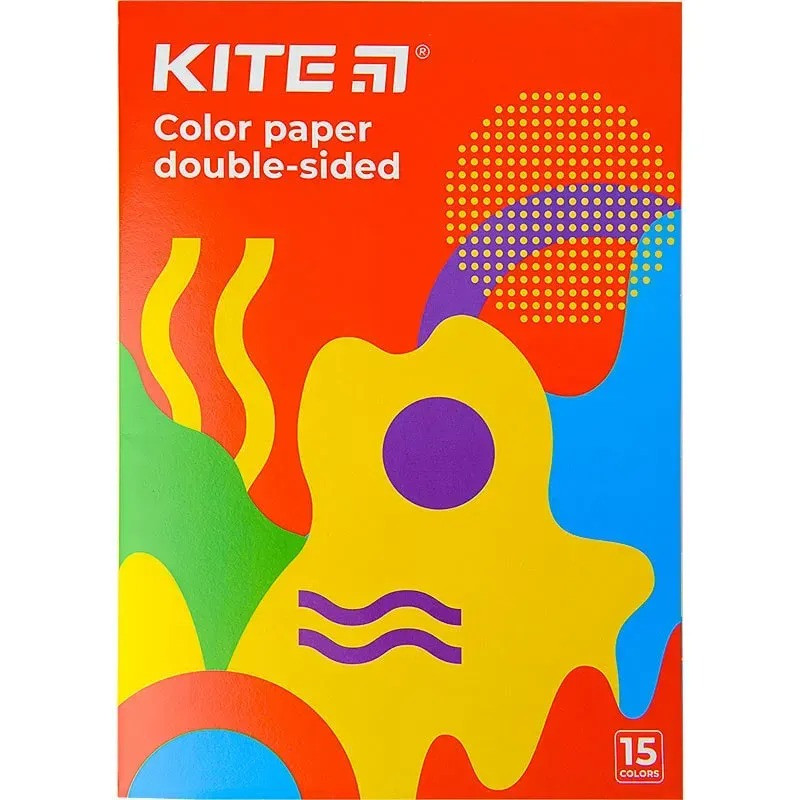 Набір кольорового паперу Kite K22-250-2 двосторонній, 15 аркушів, 15 кольорів