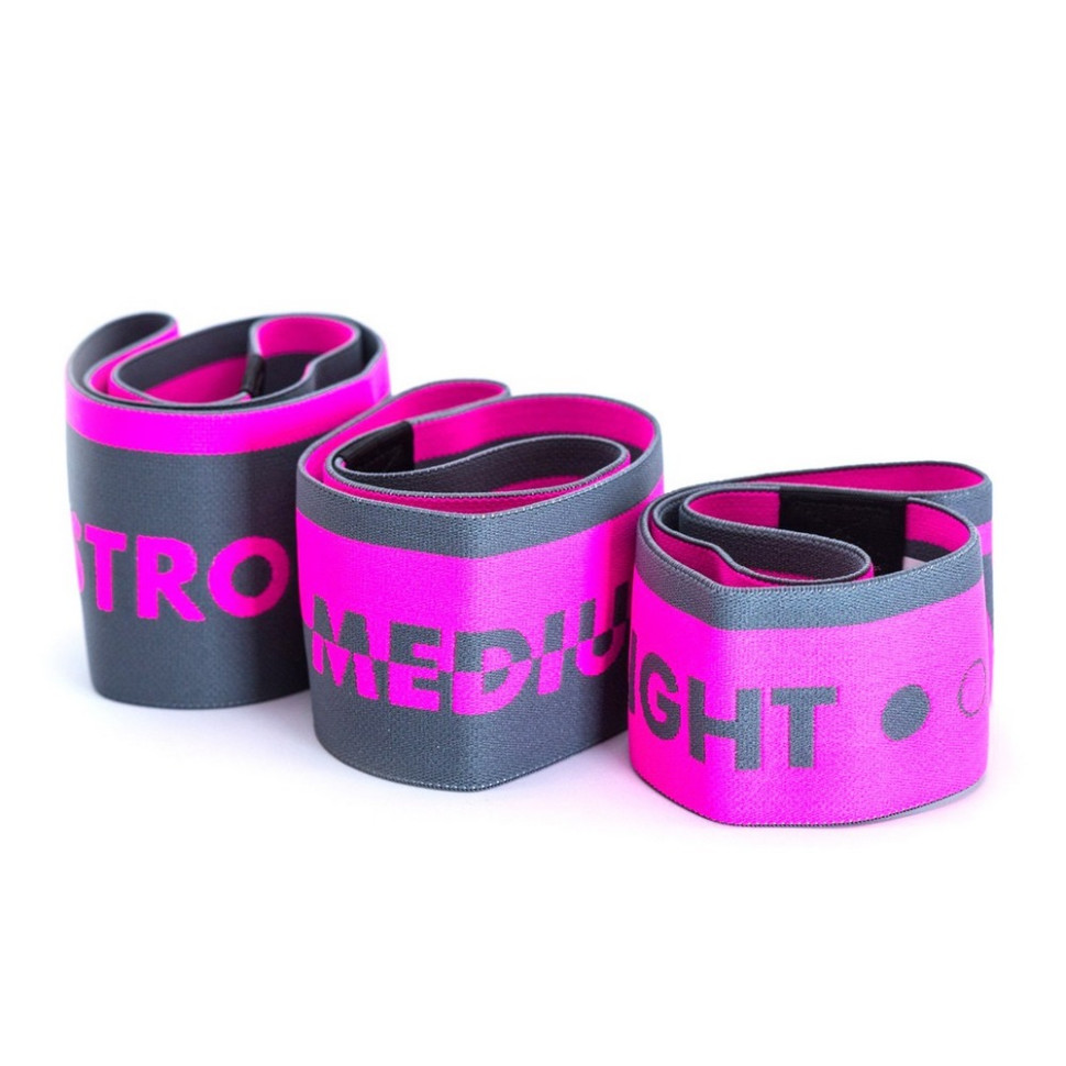 Набор тканевых резинок для фитнеса и спорта MadMax MFA-305-3set, Grey/Pink