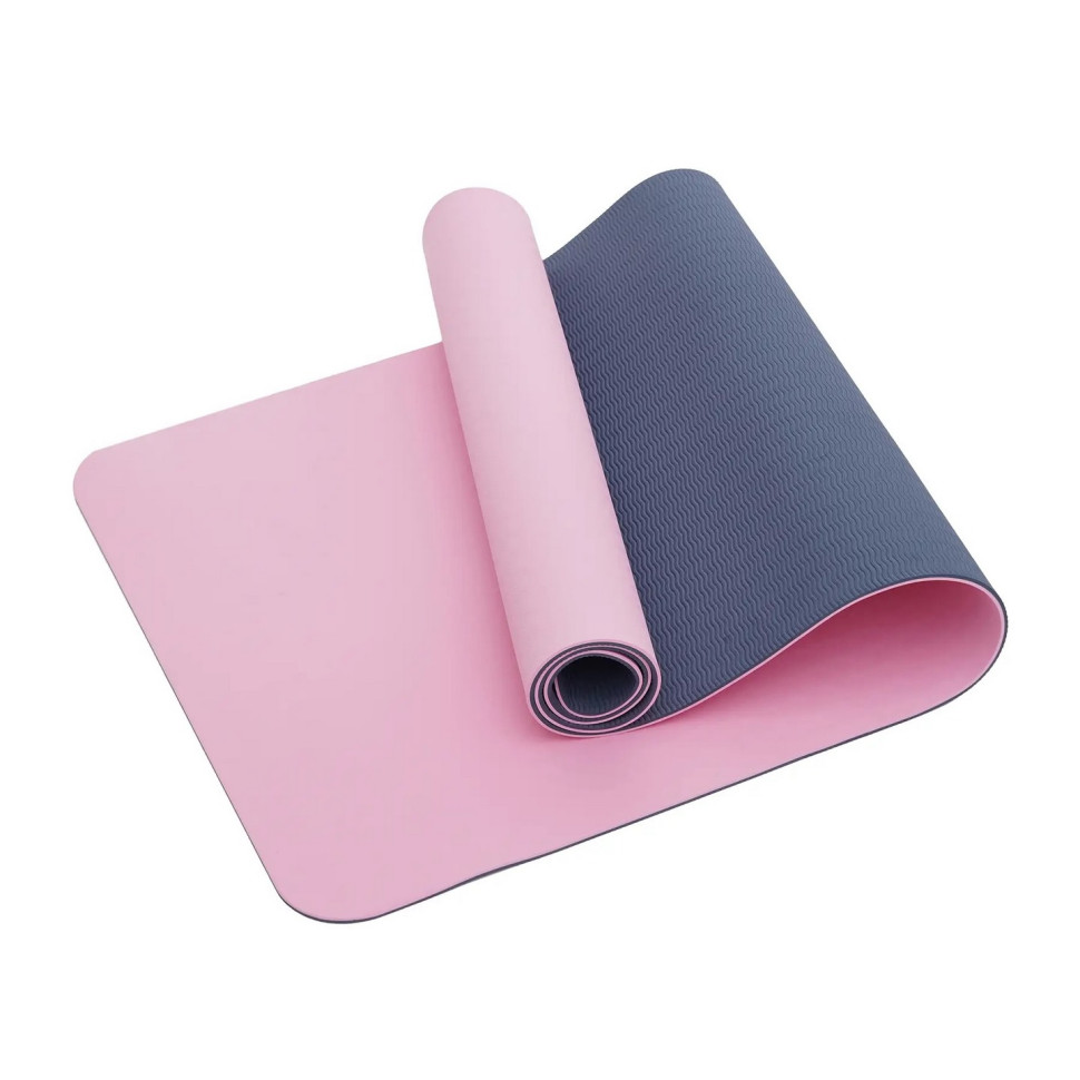 Коврик (мат) спортивный для йоги и фитнеса SportVida SV-EZ0064 TPE 183 x 61 x 1 см, Pink/Blue