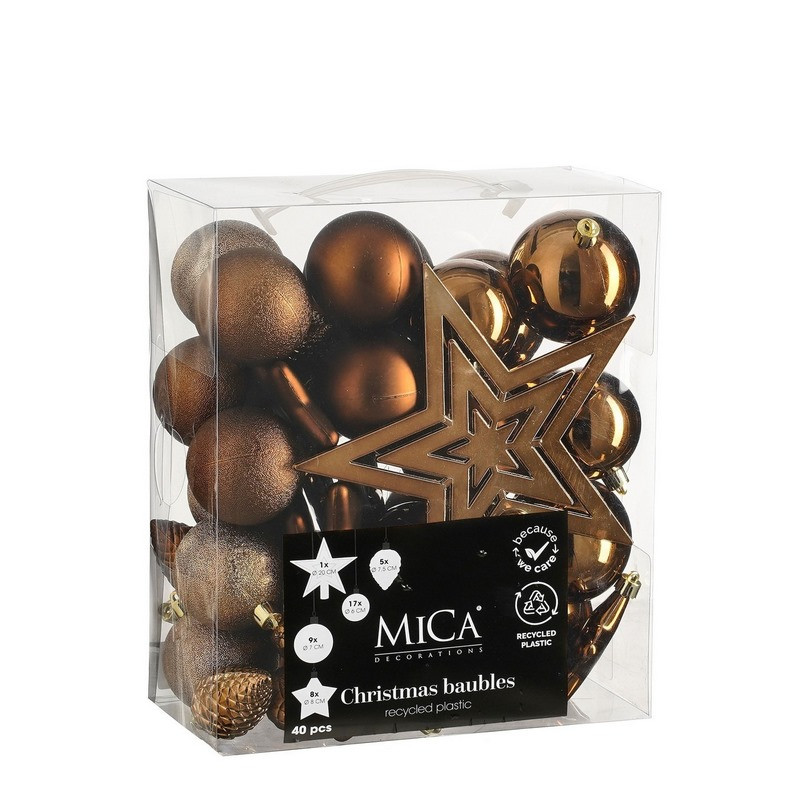Набір ялинкових прикрас Mica Decorations 8720983287756, 40 штук Ø 8/7/6 см