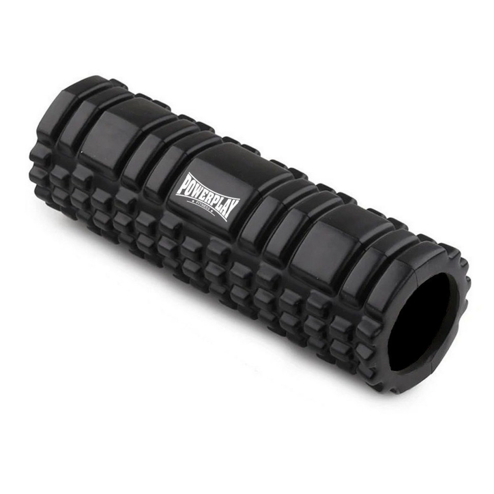 Набор для массажа и йоги PowerPlay PP_4097_Black, ролик 30 х 10 см, два мяча, резинка 11 кг
