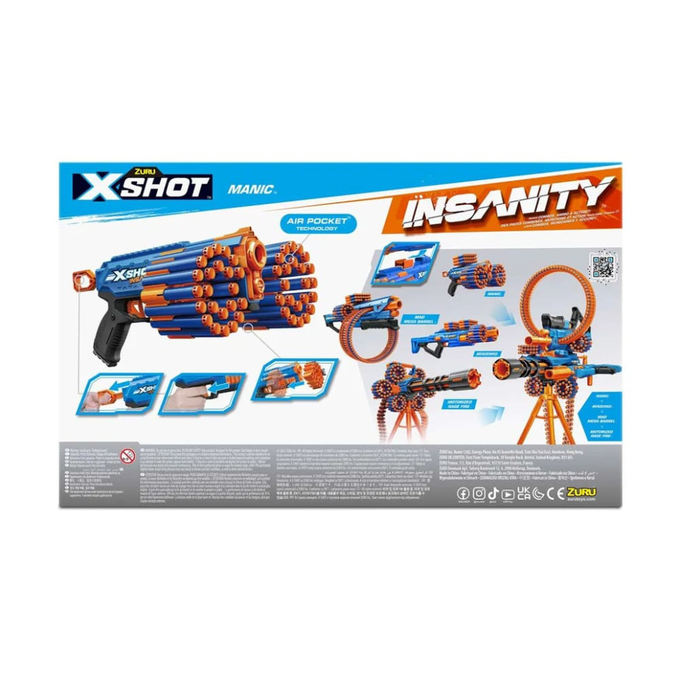 Быстрострельный бластер X-SHOT Insanity-Manic Zuru 36603R 24 патрона