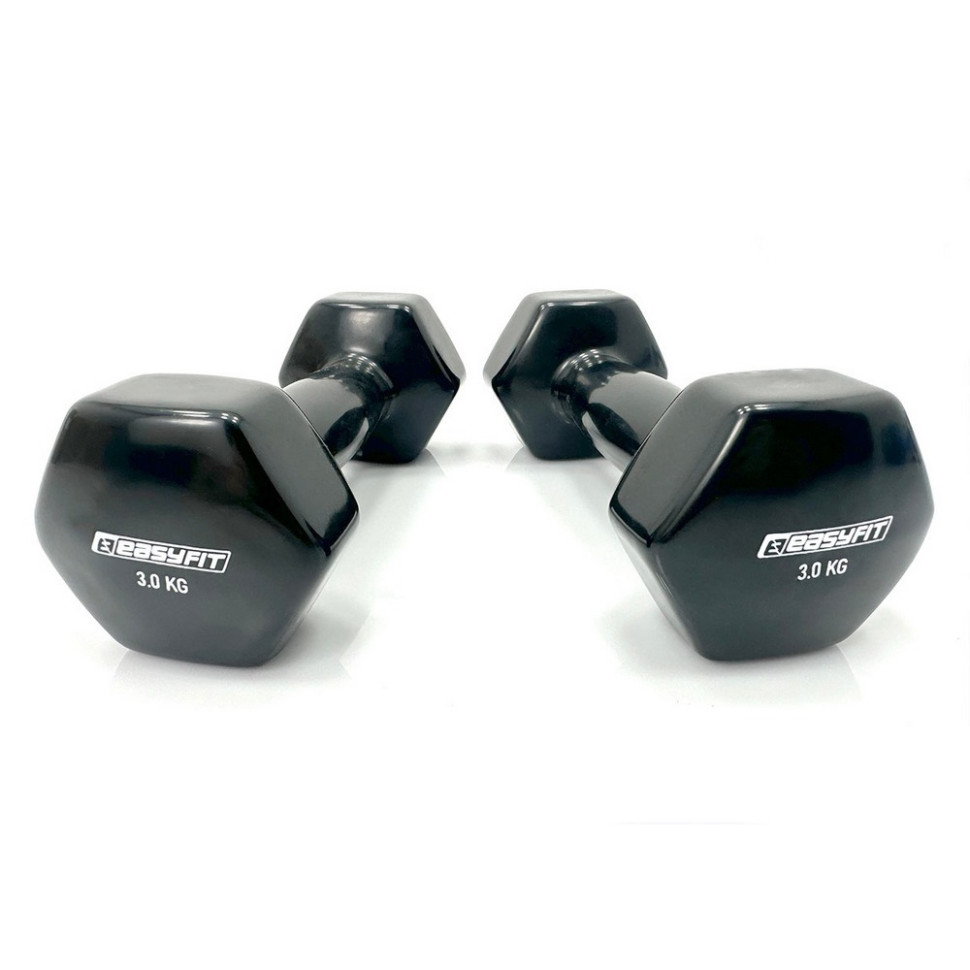 Гантель для фитнеса EasyFit EF-0030-BK, с виниловым покрытием 3 кг  