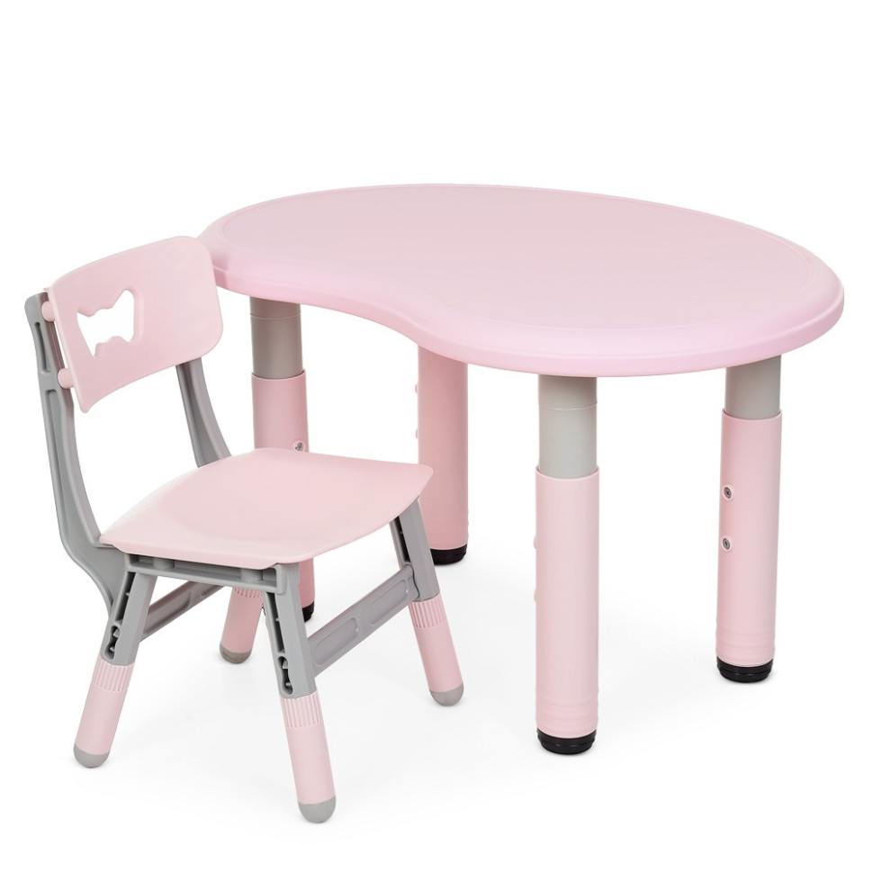 Детский cтолик со стулом Bambi Peanut-8 серо-розовый