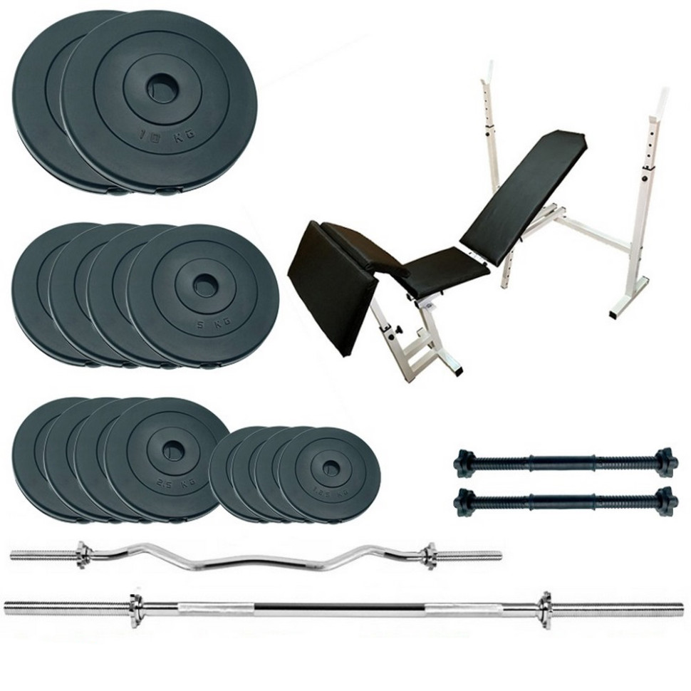 Скамья для жима с набором штанг и гантелей Gym Scott Set Pro Newt NE-SKM-PL-SCOT-70, 70 кг