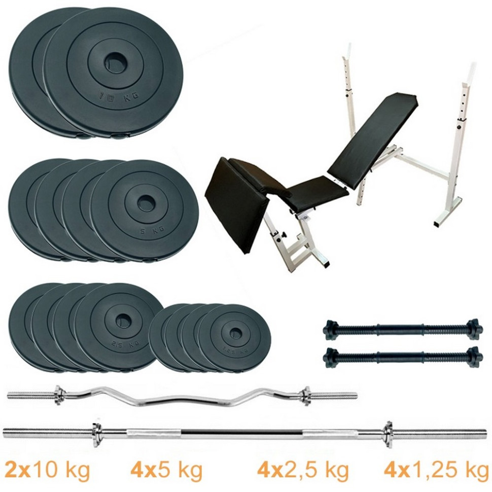 Скамья для жима с набором штанг и гантелей Gym Scott Set Pro Newt NE-SKM-PL-SCOT-70, 70 кг