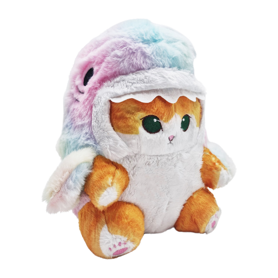 М'яка іграшка Котик Райдужна Акула Anime Cat Mofusand Bambi ZZ-15, 20 см