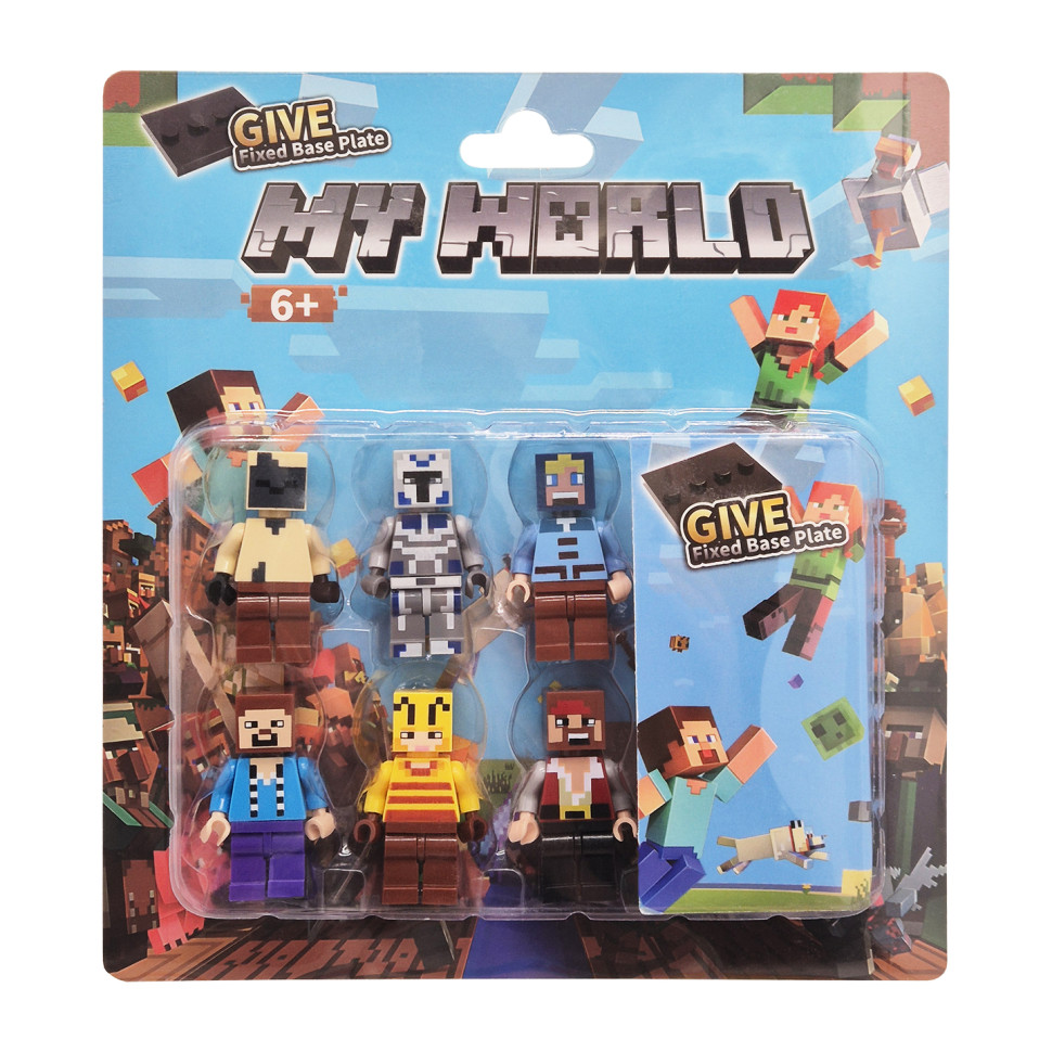 Набір фігурок з гри Майнкрафт Bambi NG 1057-2, 6 персонажів з аксесуарами