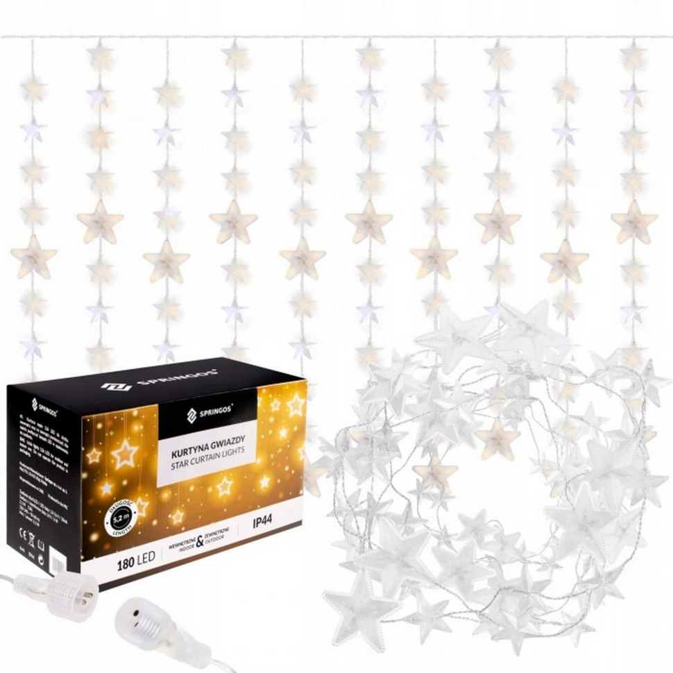 Гирлянда бахрома уличная Springos CL4004, 2 м 180 LED, Warm White