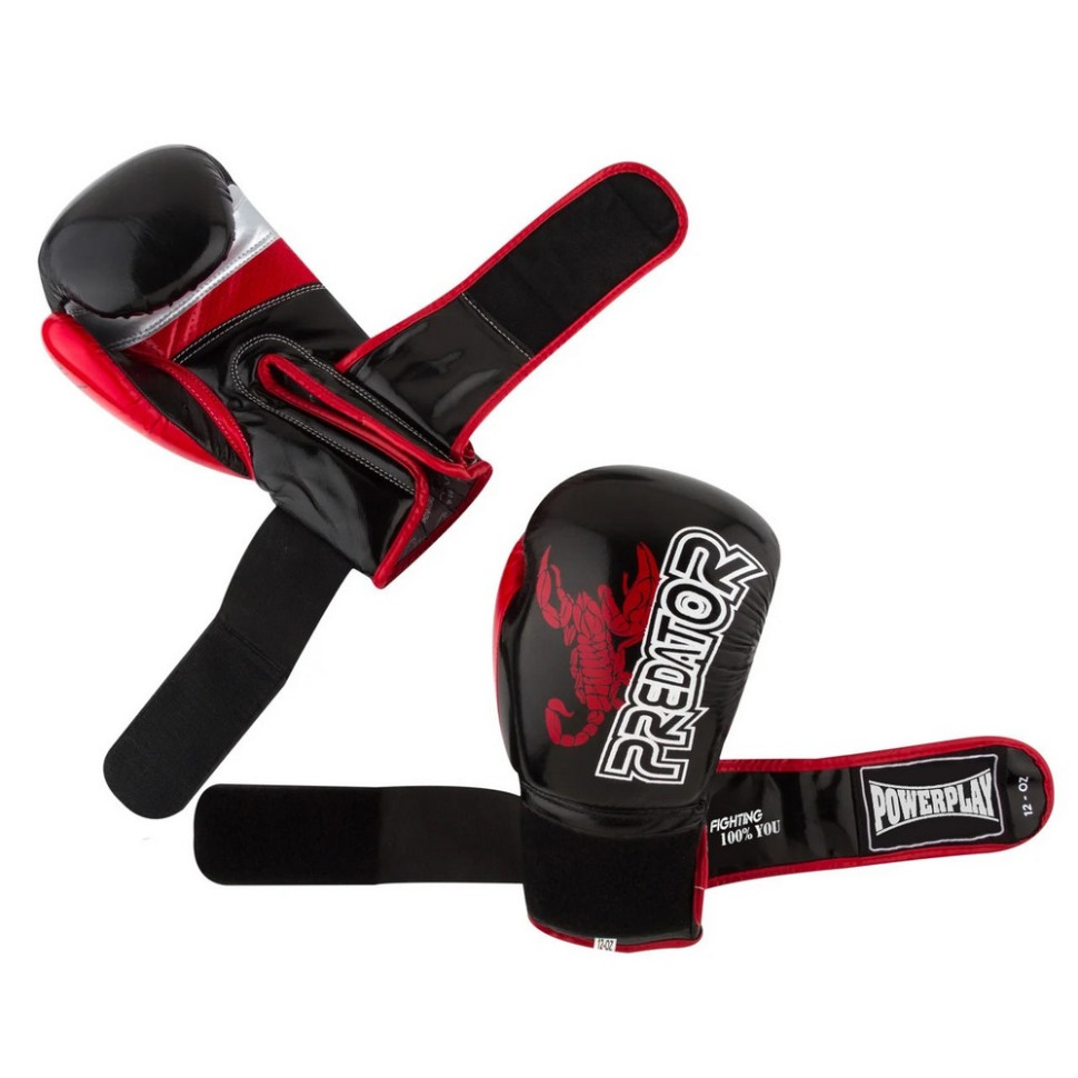Боксерські рукавиці 3007 Scorpio PowerPlay PP_3007_12oz_Black, Чорні карбон 12 унцій