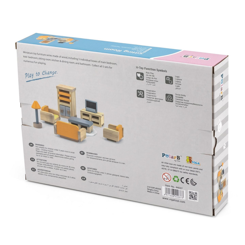 Дерев'яні меблі для ляльок Viga Toys PolarB 44037 Вітальня