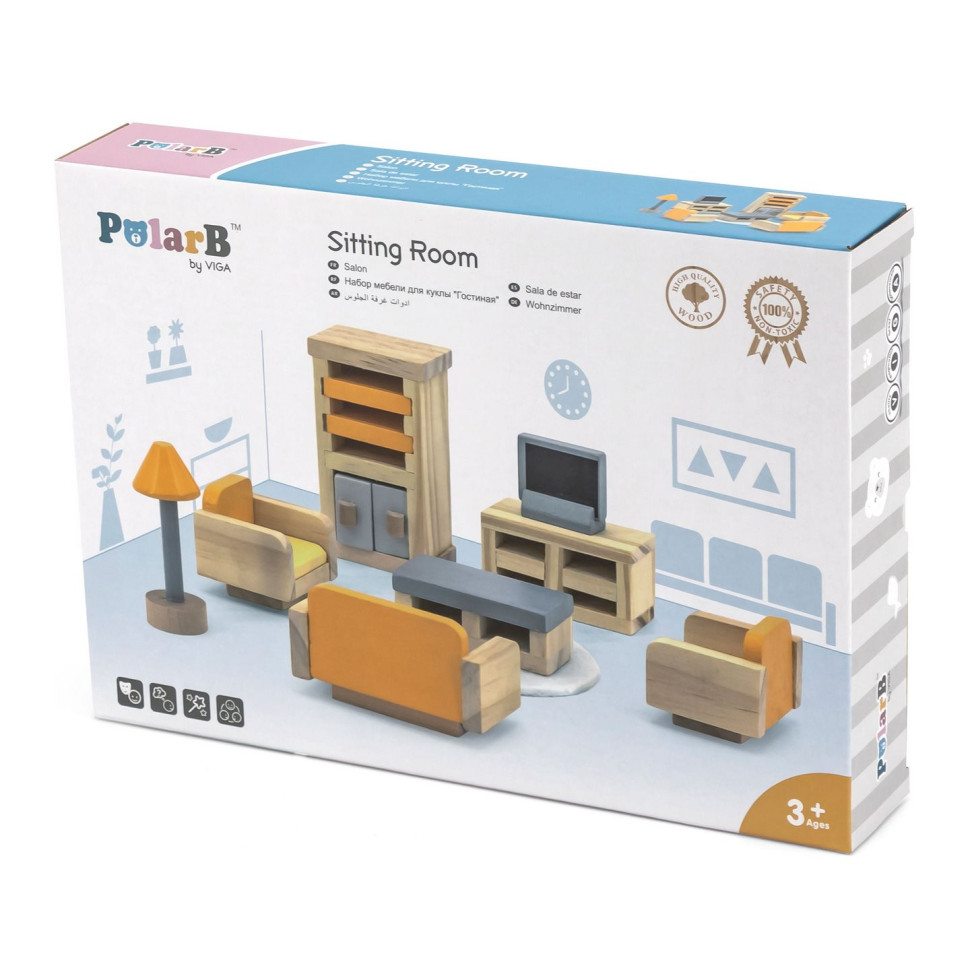Дерев'яні меблі для ляльок Viga Toys PolarB 44037 Вітальня