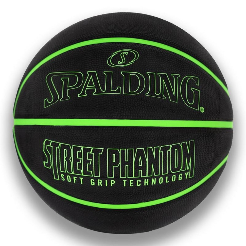 Мяч баскетбольный Street Phantom Spalding 84384Z, черный, зеленый № 7