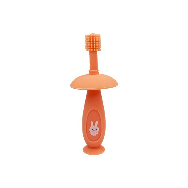Силіконова зубна щітка Mumlove Mega Zayka MGZ-0716 (Pink) з обмежувачем