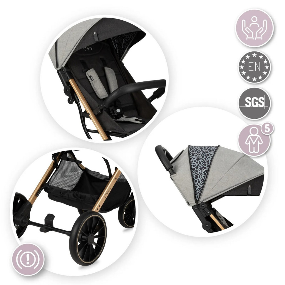 Прогулочная коляска MoMi ESTELLE DAKAR WOSP00021 черно-золотая