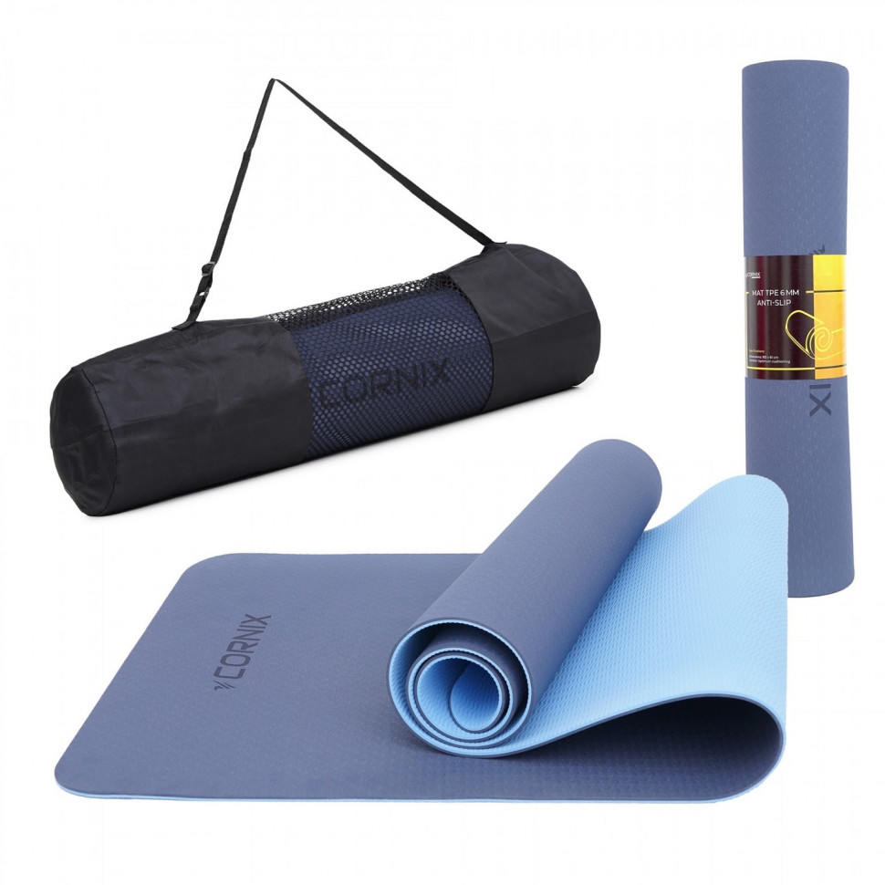 Коврик спортивный Cornix XR-0003, 183 x 61 x 0.6 cм, Blue/Sky Blue