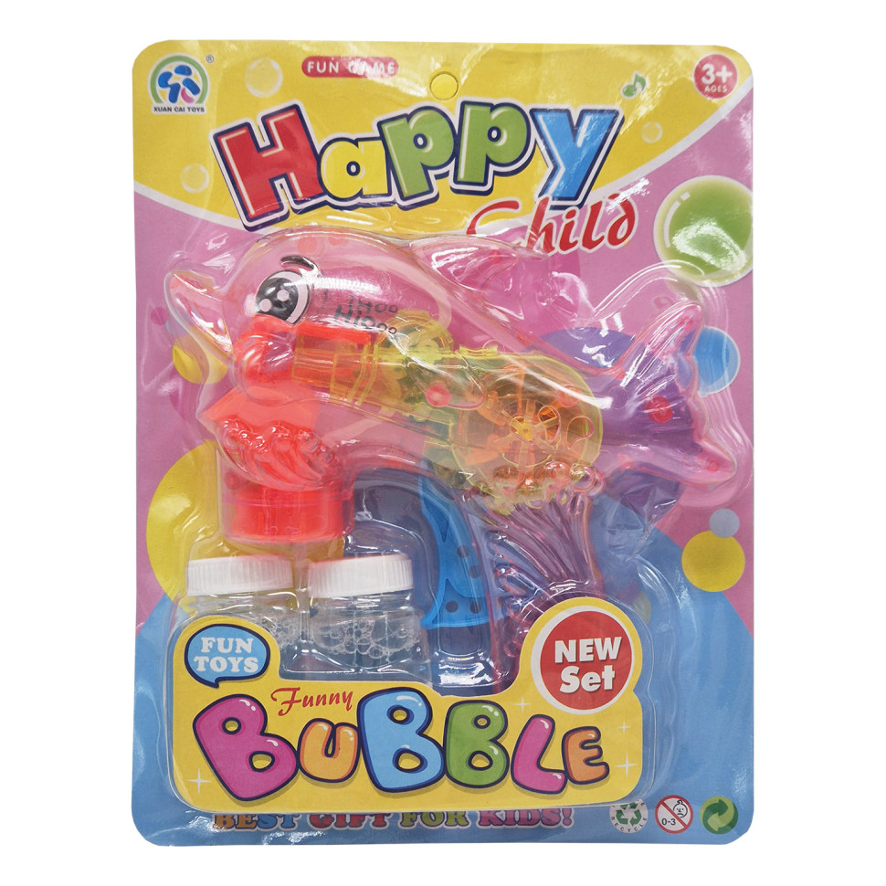 Пистолет с мыльными пузырями Дельфинчик Bambi 3333B(Pink) механический, 2 запаски