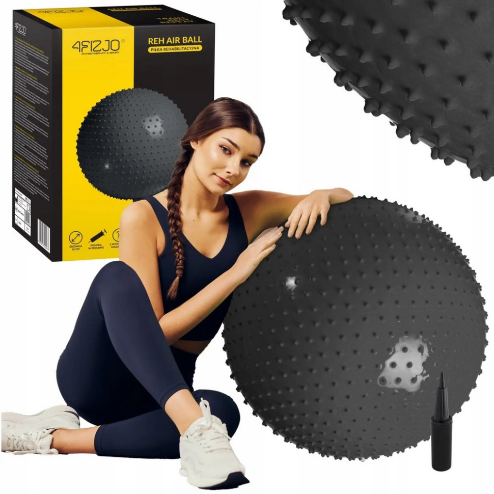 М'яч для фітнесу (фітбол) масажний Anti-Burst 4FIZJO 4FJ0618 Black 65 см