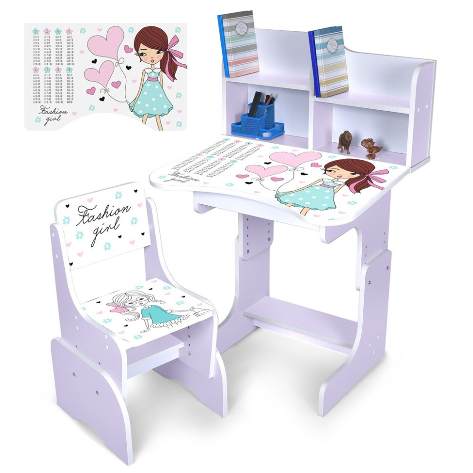 Дитяча Парта Bambi N 2071-8-6 лавандовий, зі стільчиком