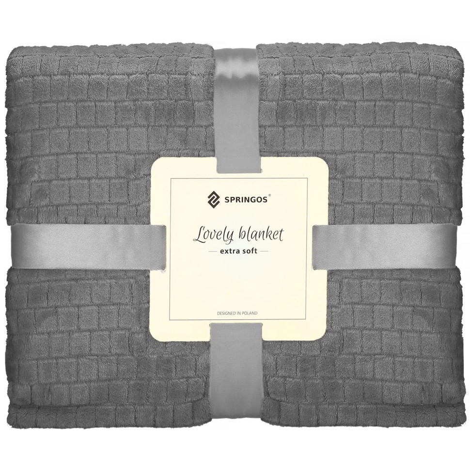 Плед-покрывало Extra Soft Springos HA7106 серый 130x180 см
