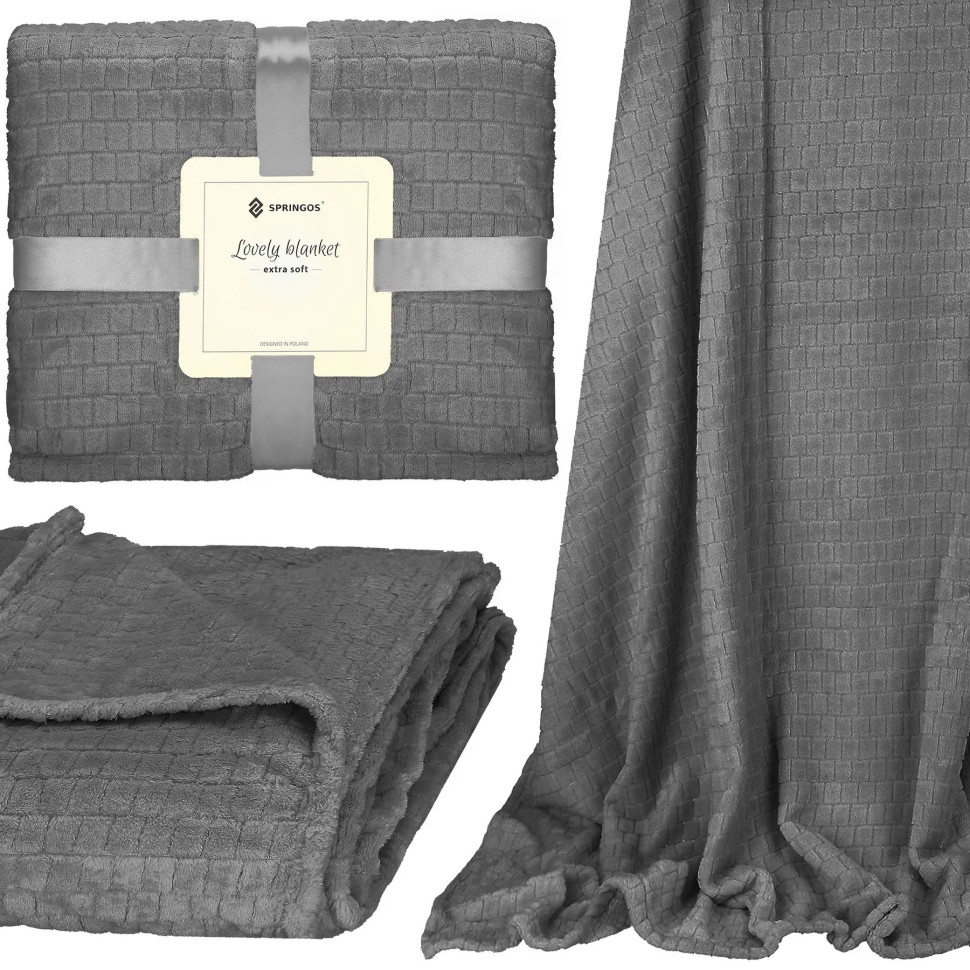 Плед-покрывало Extra Soft Springos HA7106 серый 130x180 см