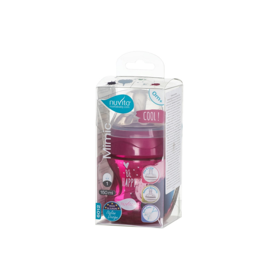 Дитяча пляшечка Nuvita 6012 Mimic Cool 150мл 0+ Антиколікова пурпурна NV6012PURPLE