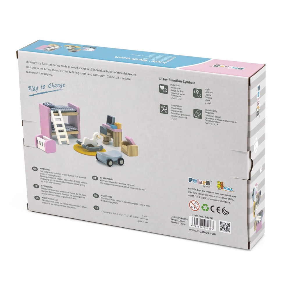 Деревянная мебель для кукол Viga Toys PolarB 44036 Детская комната