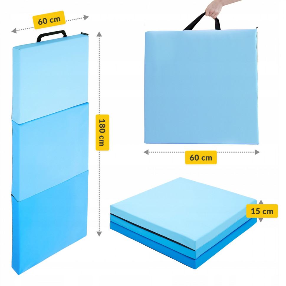Мат гимнастический складной 4FIZJO 4FJ0570 Blue/Sky Blue 180x60x5 см