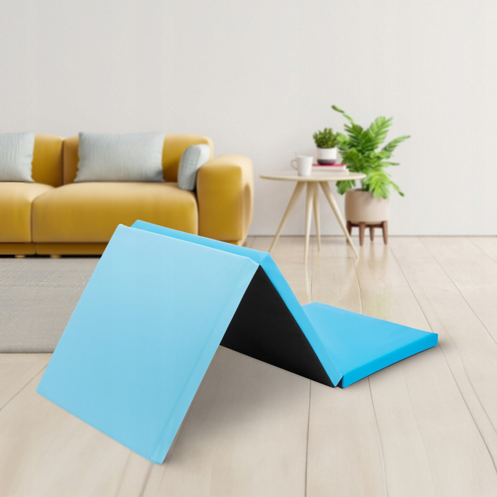 Мат гимнастический складной 4FIZJO 4FJ0570 Blue/Sky Blue 180x60x5 см