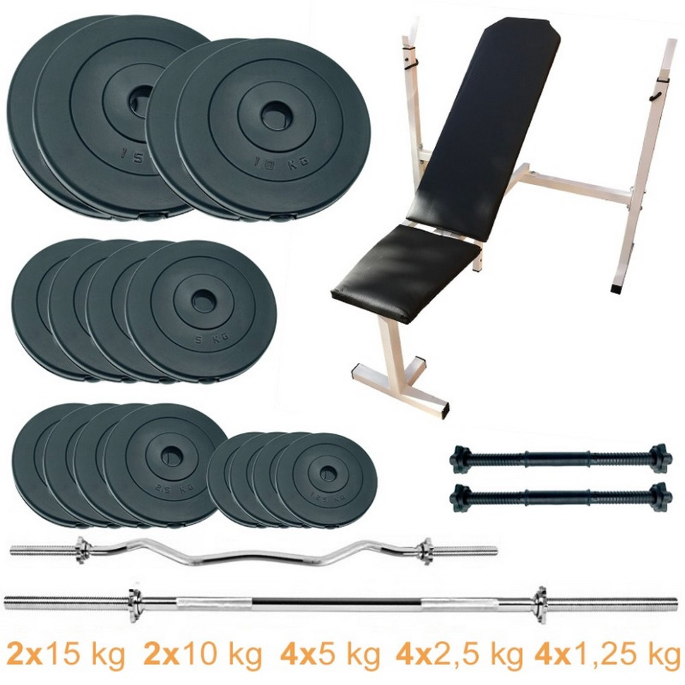 Скамья для жима с набором штанг и гантелей Gym Set Pro Newt NE-SKM-PL-SET-100, 100 кг