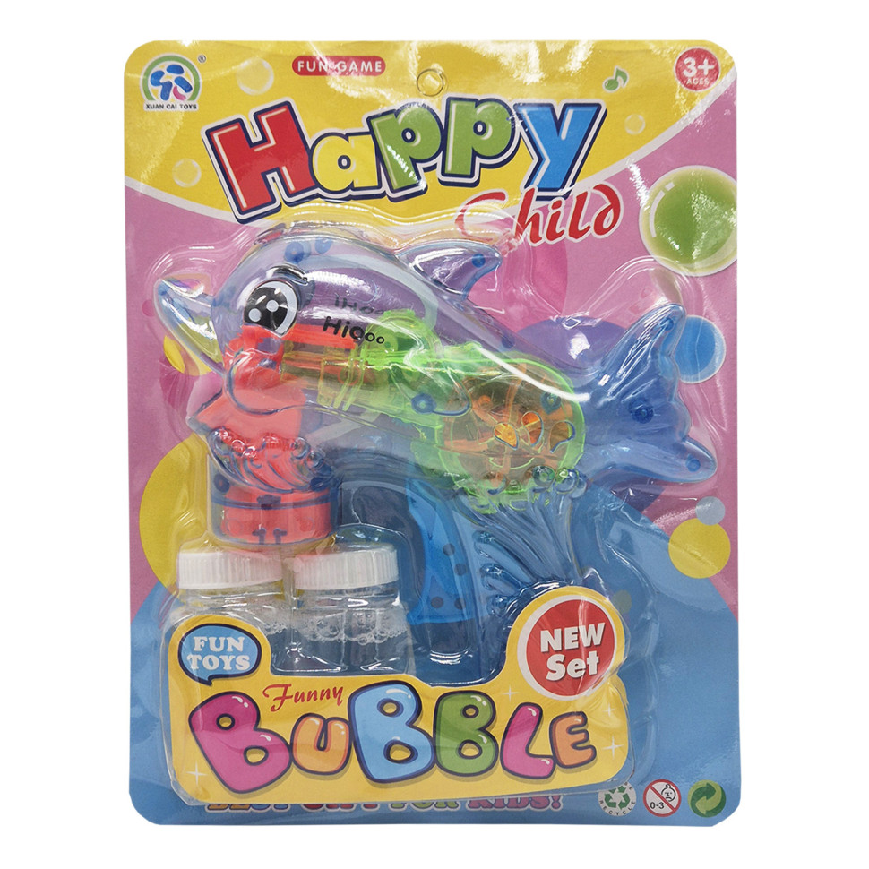 Пістолет з мильними бульбашками Дельфінчик Bambi 3333B(Blue) механічний, 2 запаски