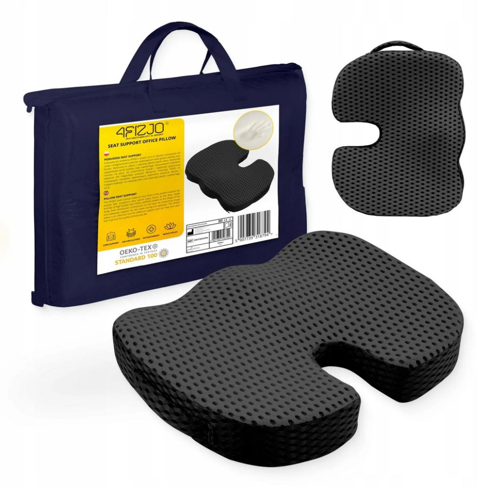 Ортопедическая подушка для сидения 4FIZJO 4FJ0613, 35 x 45 x 7 см, Black