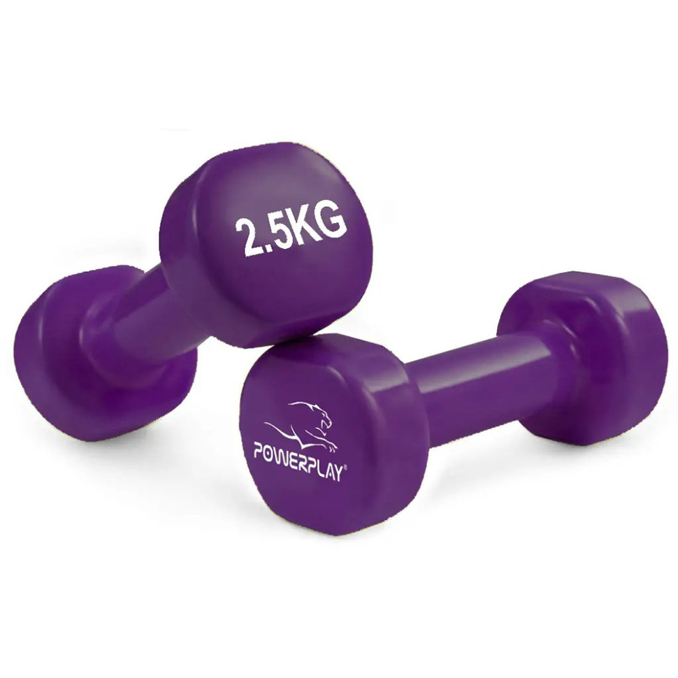 Гантелі вінілові Achilles PowerPlay PP_4125_2.5kg_2in, 2*2.5 кг Фіолетові 2 шт
