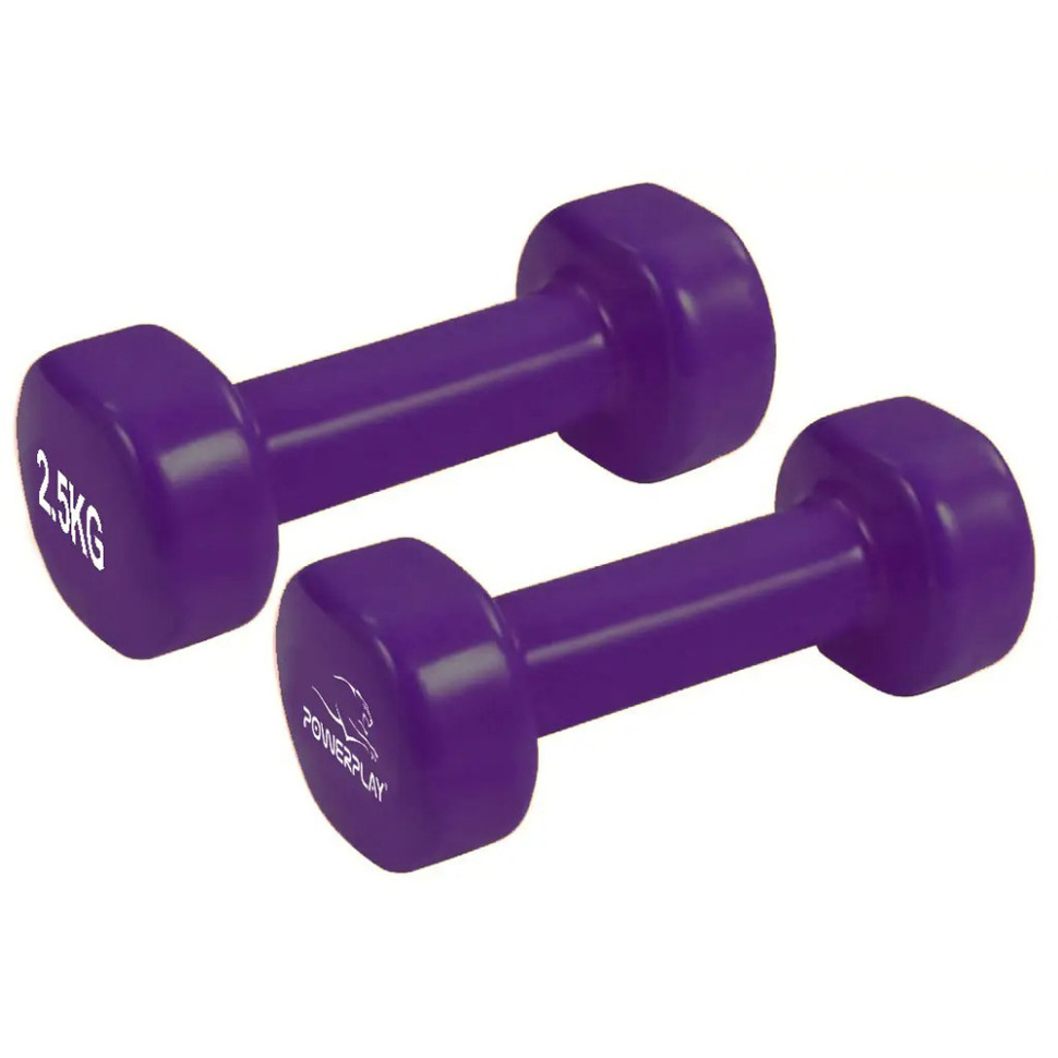 Гантелі вінілові Achilles PowerPlay PP_4125_2.5kg_2in, 2*2.5 кг Фіолетові 2 шт