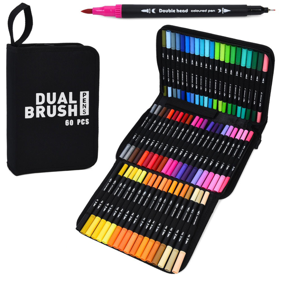 Набір скетч-маркерів Bambi MK 5766-60 двосторонні 60 штук