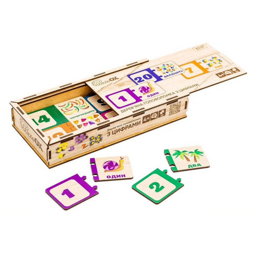 Деревянная головоломка-пазл с цифрами PuzzleOK Puz-53322