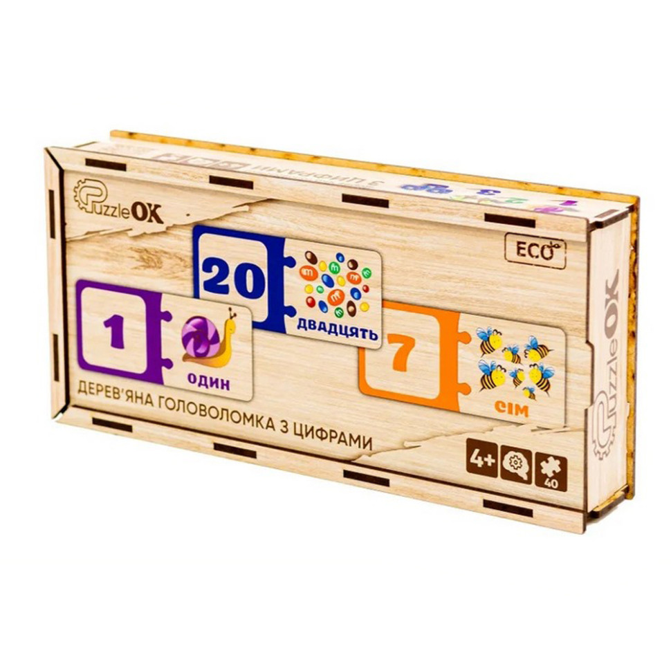Деревянная головоломка-пазл с цифрами PuzzleOK Puz-53322