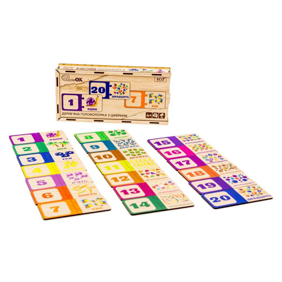 Деревянная головоломка-пазл с цифрами PuzzleOK Puz-53322