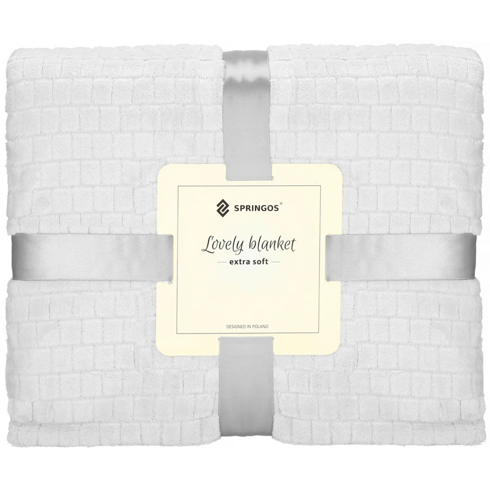 Плед-покрывало Extra Soft Springos HA7107 белый 130x180 см